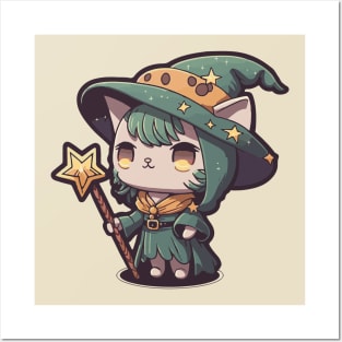 Chibi Wizard Cat Posters and Art